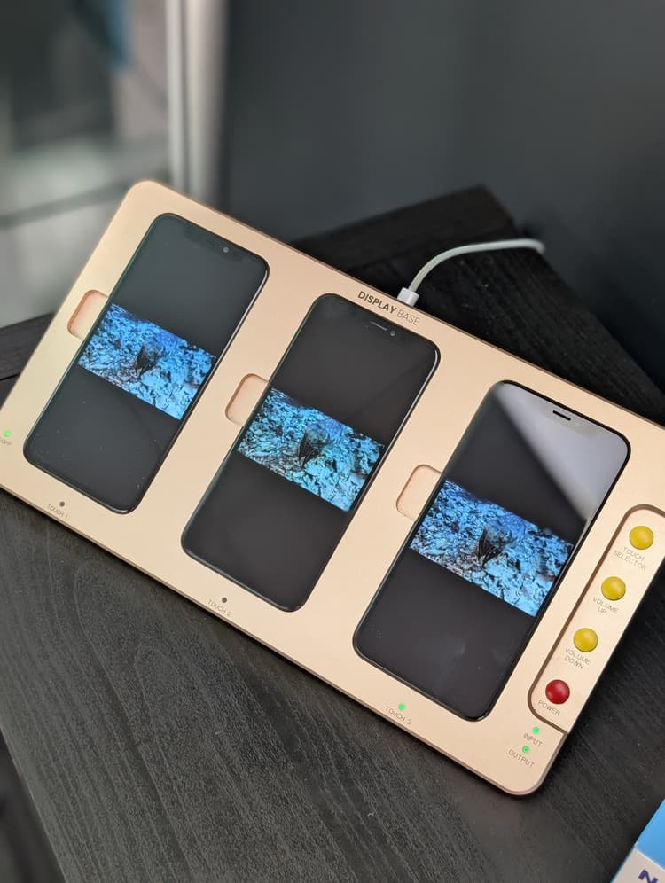 NXT GEN’s real in-store screen comparison display showing three replacement screen options side by side